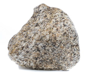 Single natural stone on white background