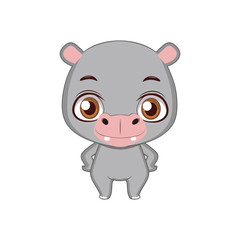 Cute stylized cartoon hippo illustration ( for fun educational purposes, illustrations etc. )