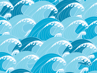 Fototapeta na wymiar Seamless repeating pattern consisting of abstract sea waves