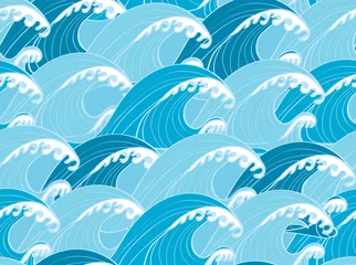 Wall murals Sea Seamless repeating pattern consisting of abstract sea waves