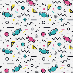Candy seamless pattern in memphis style. - 171287648