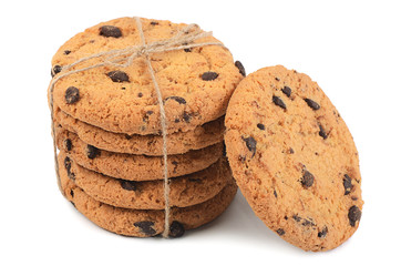 Cookie with chocolate closeup