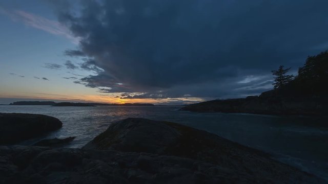 Dolly slider time lapse of sunset pacific ocean tofino canada