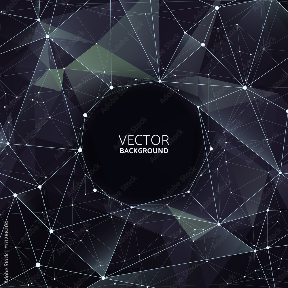 Poster cluster abstract texture. computer network wireframe technology and big data vector concept