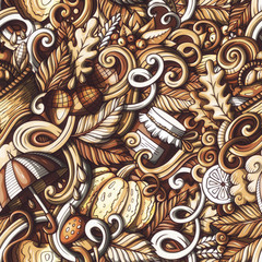 Cartoon doodles Autumn seamless pattern