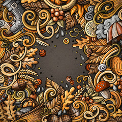 Cartoon cute doodles hand drawn Autumn frame design