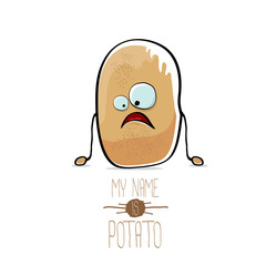 Fototapeta premium vector funny cartoon cute brown potato isolated on white