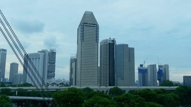 twilight time singapore downtown view panorama 4k