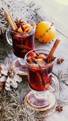 cup of hot mulled wine for Christmas