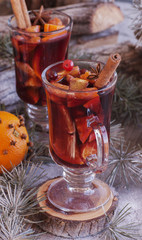 cup of hot mulled wine for Christmas