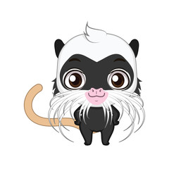 Cute stylized cartoon emperor tamarin illustration ( for fun educational purposes, illustrations etc. )