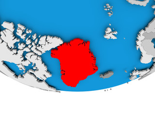 Greenland on globe