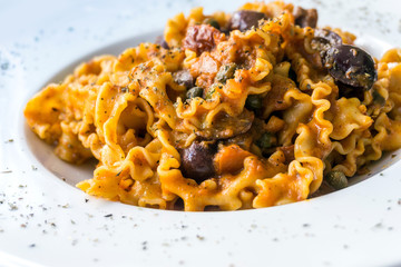 tasty pasta Italian meat sauce pasta on the table