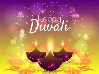 Beautiful greeting card for Hindu community festival Diwali / Happy Diwali festival background illustration / Diwali graphic design for Diwali festival celebration in India