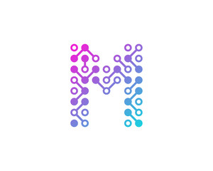 Circuit Digital Letter M Icon Logo Design Element