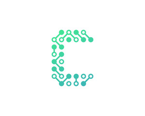 Circuit Digital Letter C Icon Logo Design Element