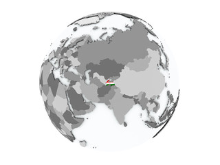 Tajikistan on globe isolated