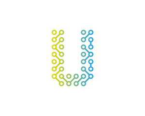 Digital Circuit Letter U Icon Logo Design Element
