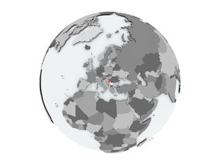 Serbia on globe isolated