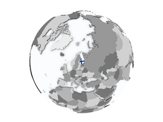 Finland on globe isolated