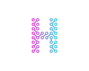 Digital Circuit Letter H Icon Logo Design Element