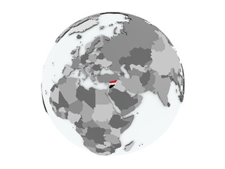 Syria on globe isolated