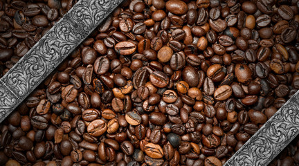 Roasted Coffee Beans with Silver Bands