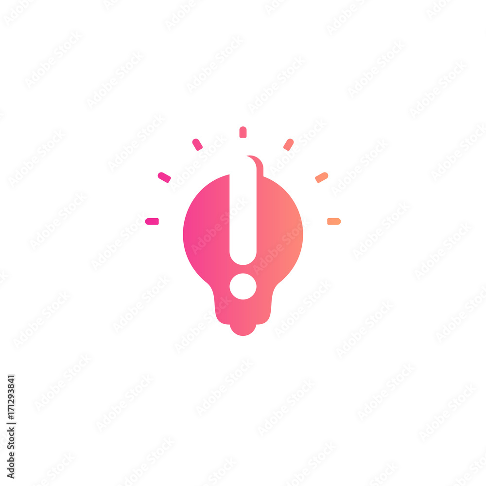Poster abstract idea symbol, lightbulb eureka sign gradient color vector isolated logo on white background.
