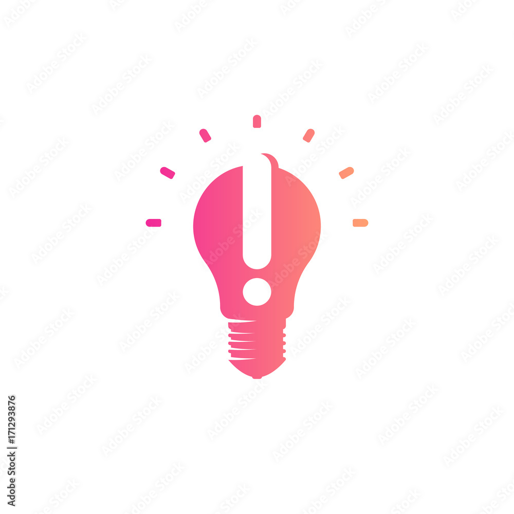 Poster abstract idea symbol, lightbulb eureka sign gradient color vector isolated logo on white background.