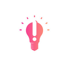 Fototapeta na wymiar Abstract idea symbol, lightbulb eureka sign gradient color vector isolated logo on white background.