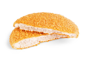 Fishcake burger isolated on white background.