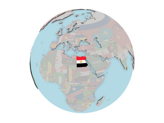 Egypt with flag on globe