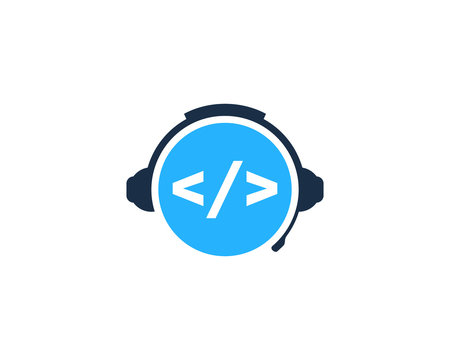 Podcast Code Icon Logo Design Element