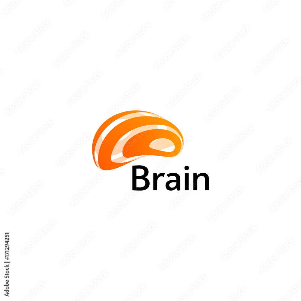 Poster brain logo silhouette design vector template. think idea concept. brain storm power thinking logotyp