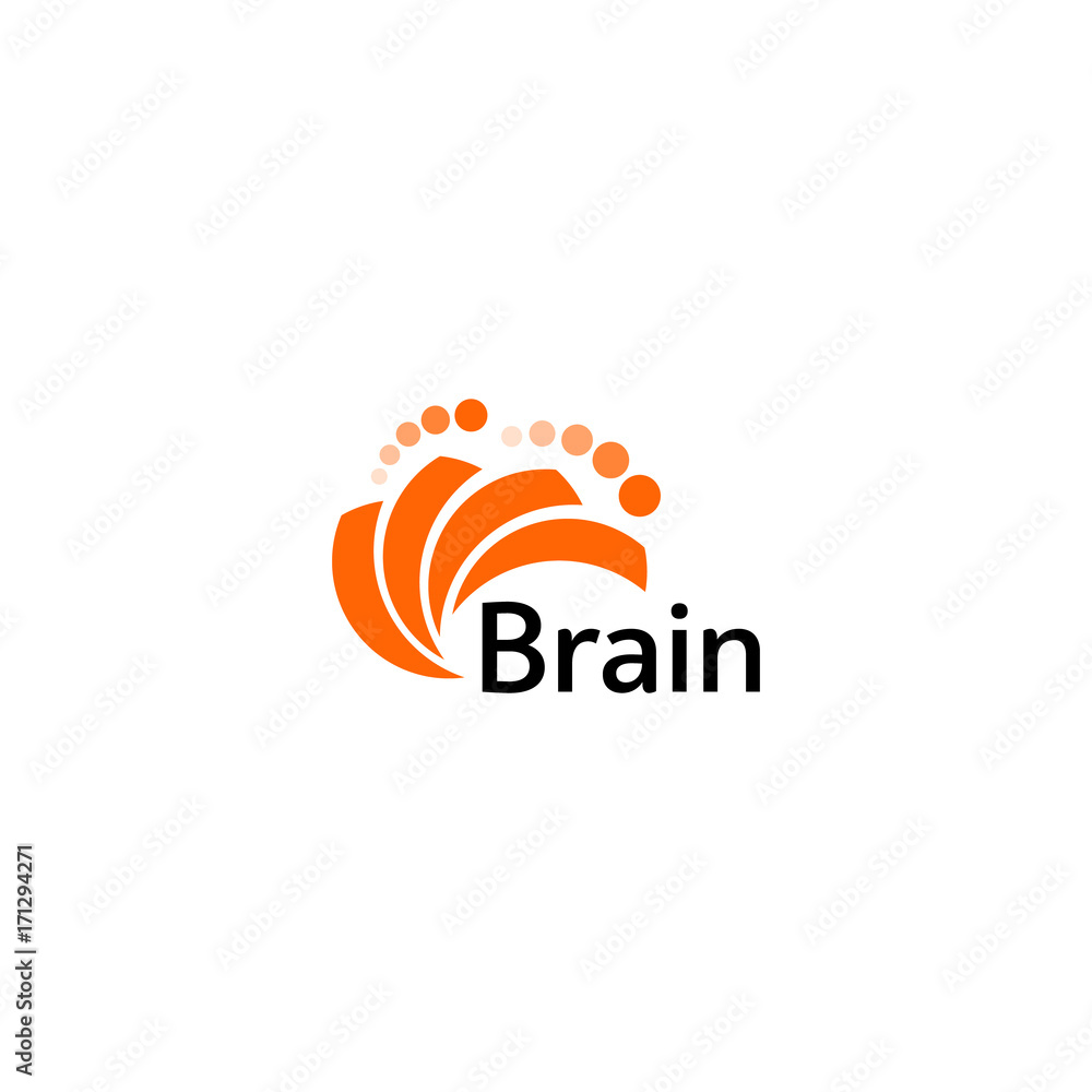 Poster brain logo silhouette design vector template. think idea concept. brain storm power thinking logotyp