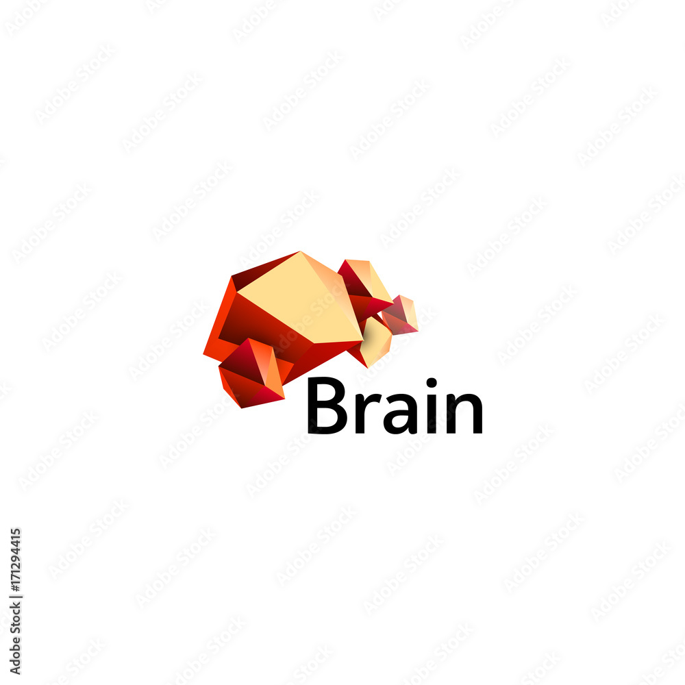 Poster brain logo silhouette design vector template. think idea concept. brain storm power thinking logotyp