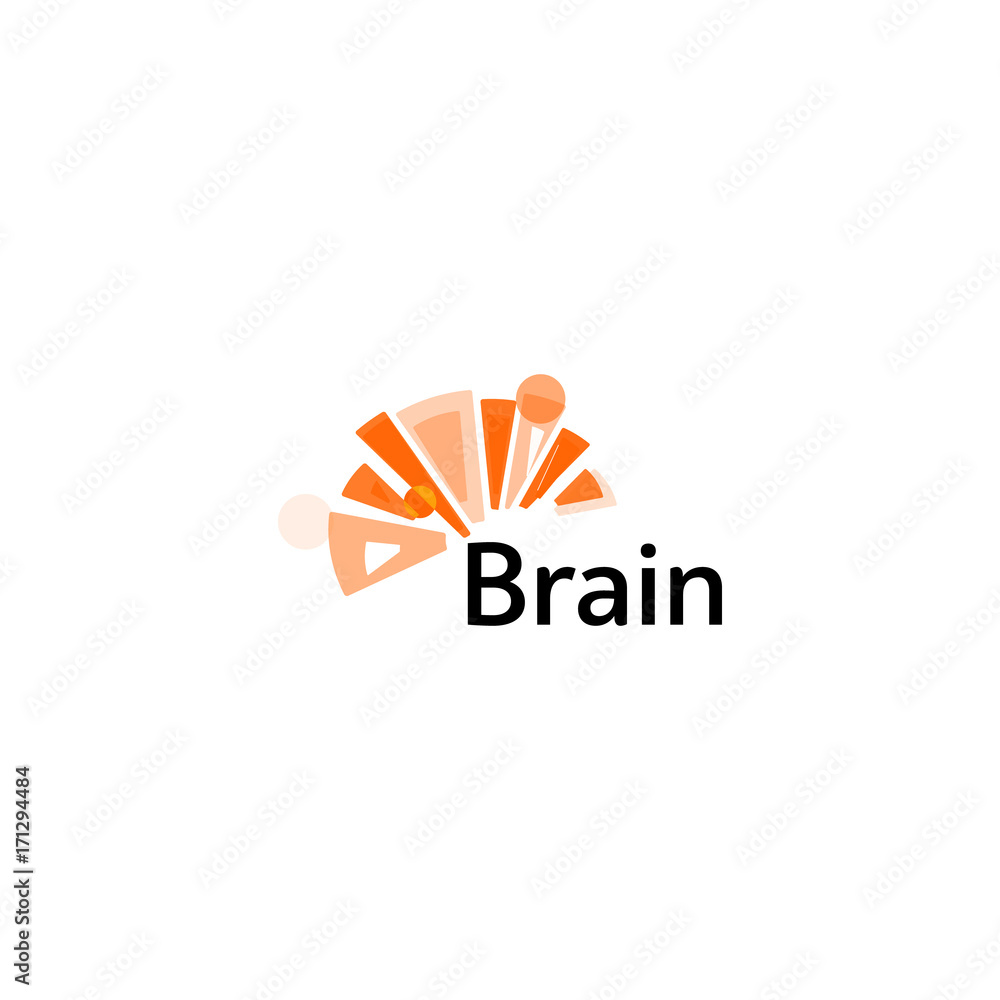 Poster brain logo silhouette design vector template. think idea concept. brain storm power thinking logotyp