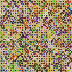 Geometric abstract seamless pattern of colored shapes