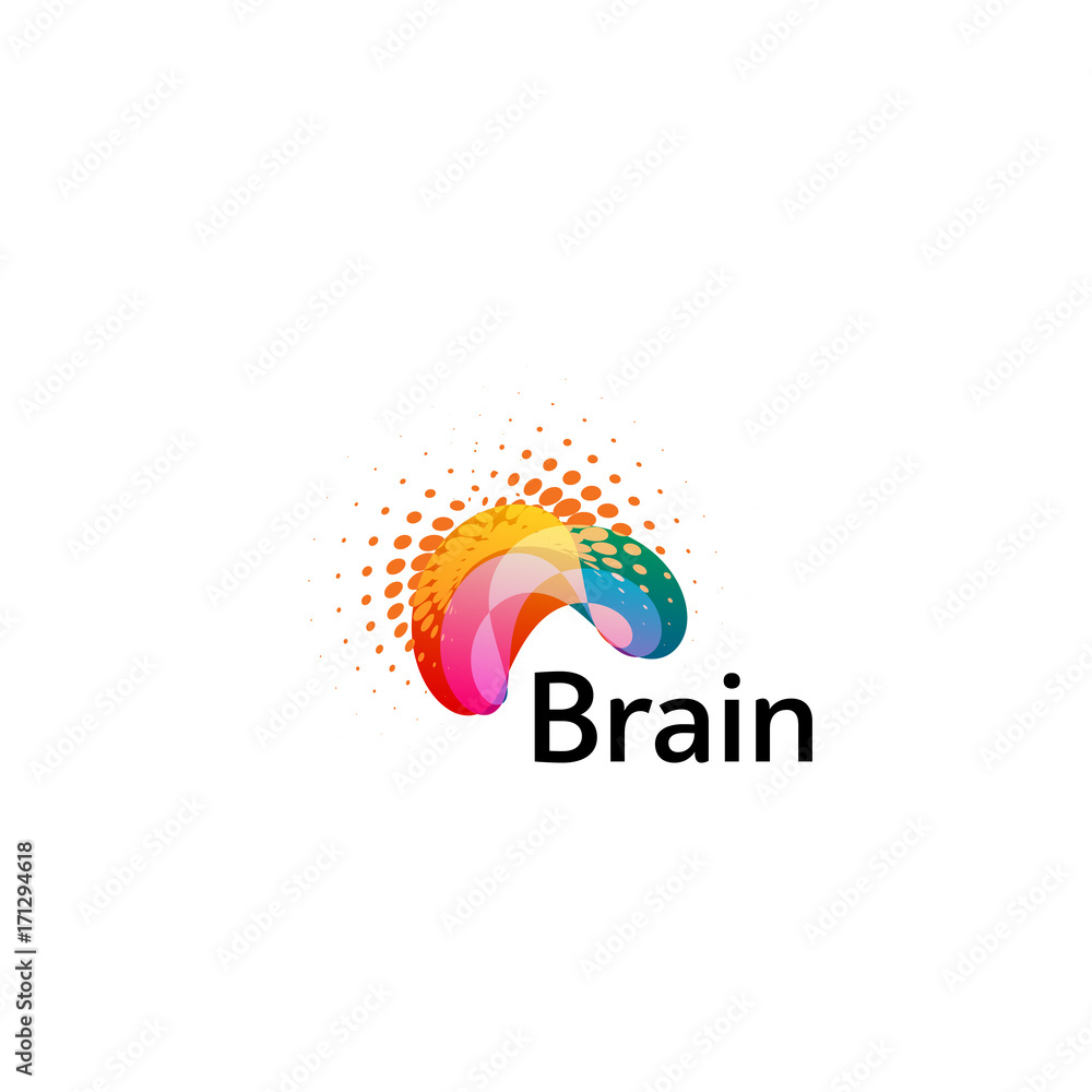 Poster brain logo silhouette design vector template. think idea concept. brain storm power thinking logotyp