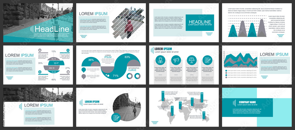Poster Business presentation slides templates from infographic elements. Can be used for presentation, flyer and leaflet, brochure, corporate report, marketing, advertising, annual report, banner, booklet.