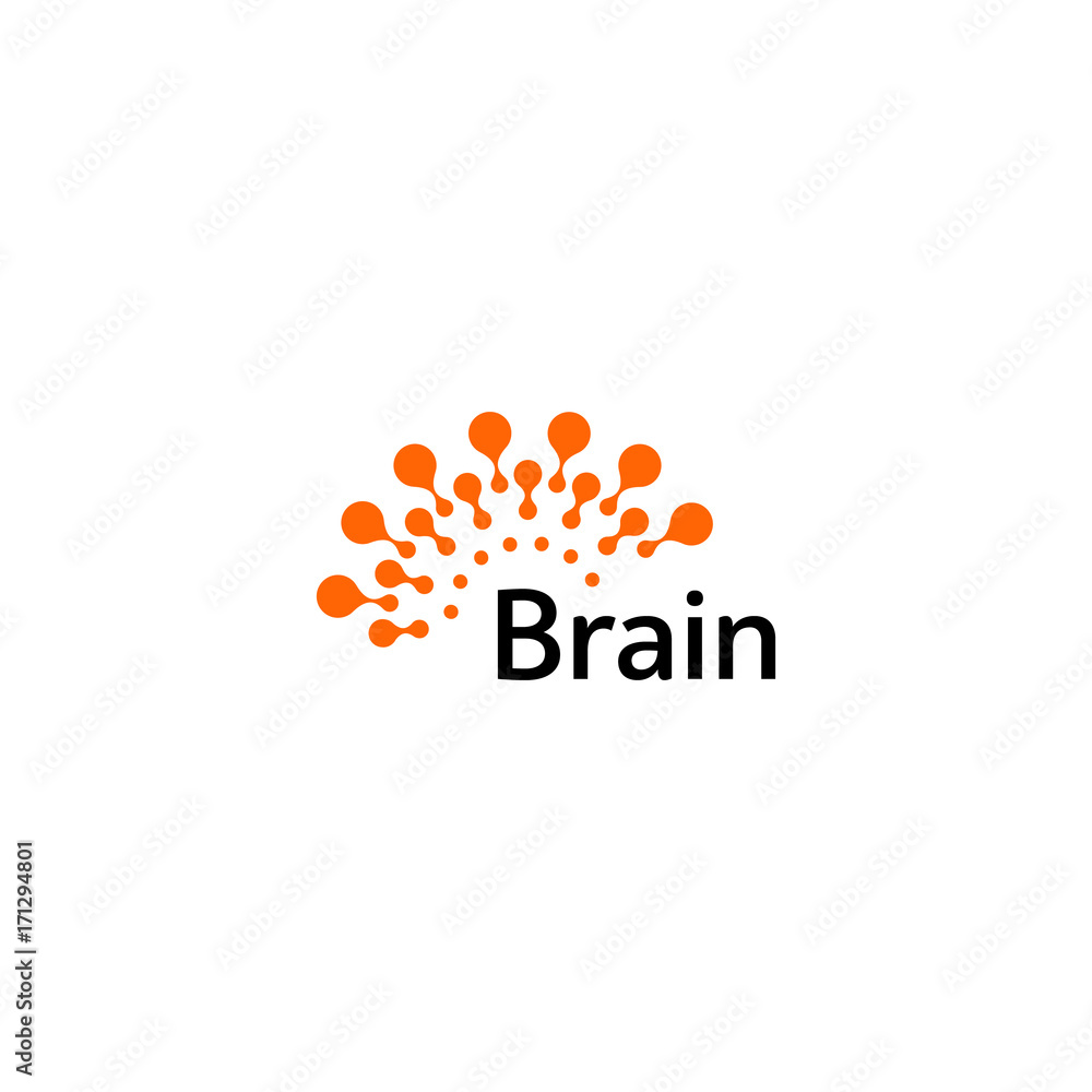 Poster brain logo silhouette design vector template. think idea concept. brain storm power thinking logotyp
