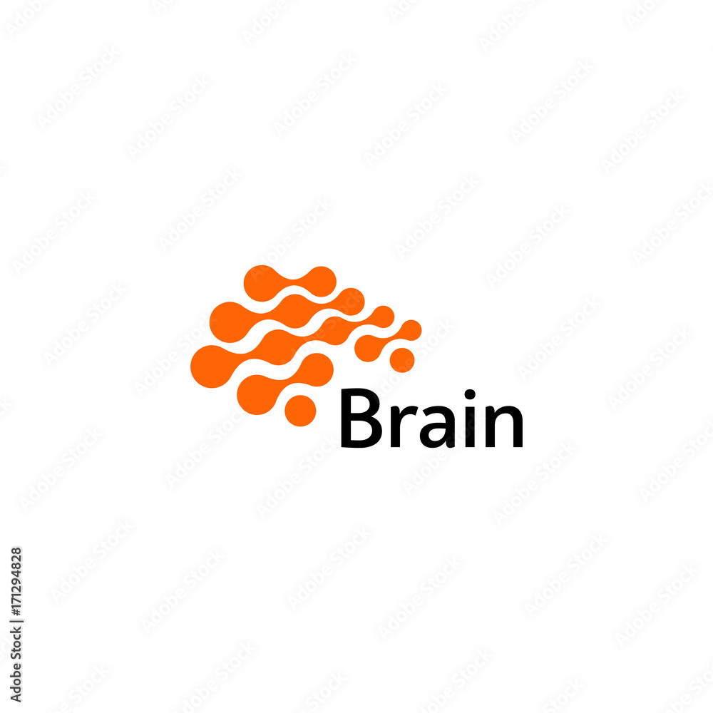 Poster brain logo silhouette design vector template. think idea concept. brain storm power thinking logotyp