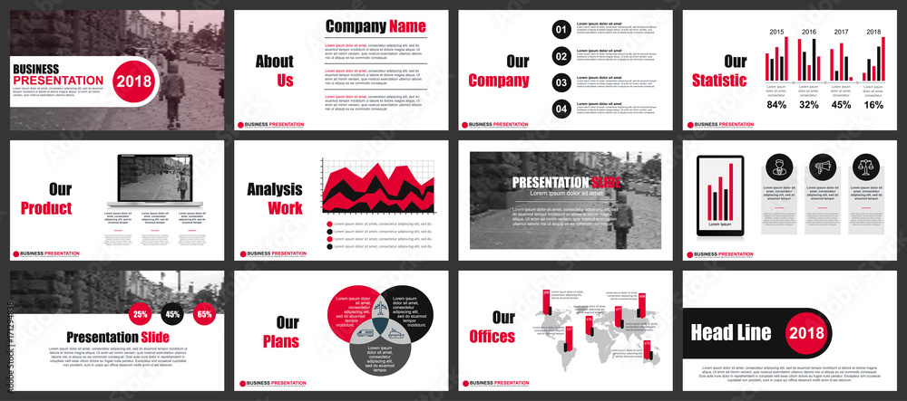 Poster Business presentation slides templates from infographic elements. Can be used for presentation, flyer and leaflet, brochure, corporate report, marketing, advertising, annual report, banner, booklet.