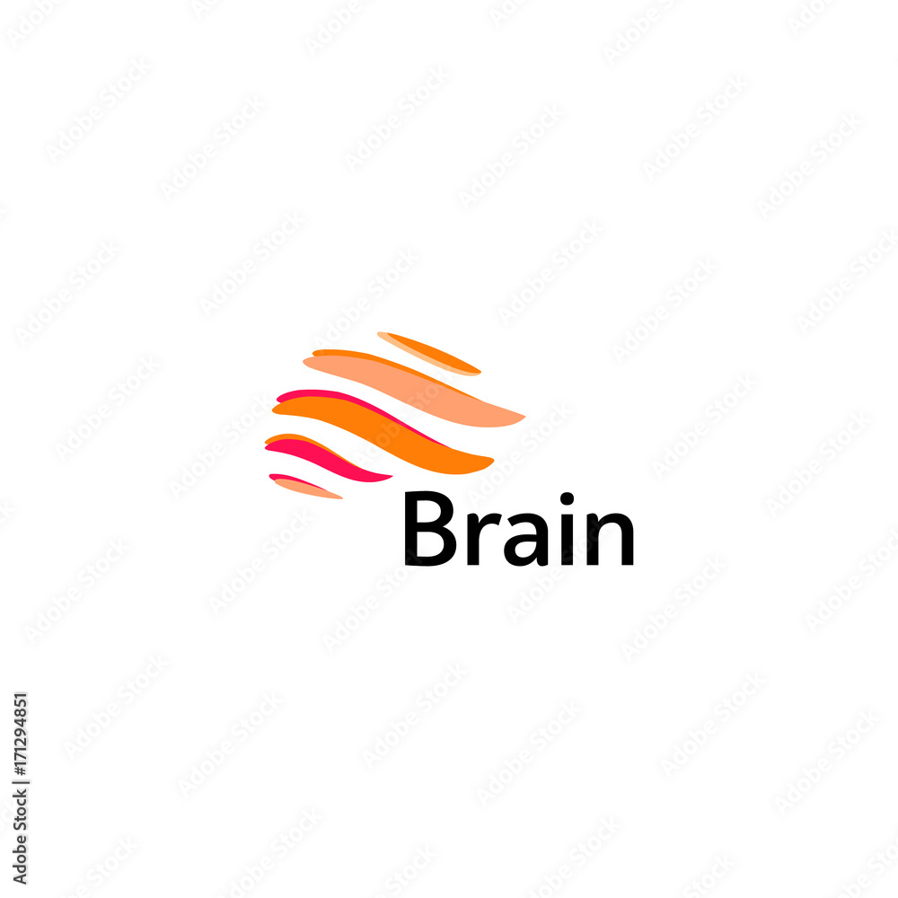 Poster brain logo silhouette design vector template. think idea concept. brain storm power thinking logotyp
