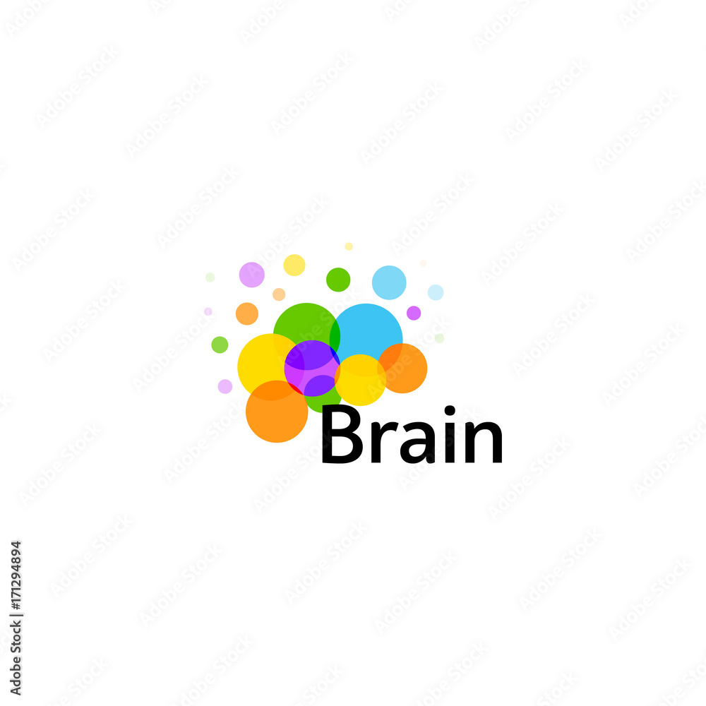 Poster brain logo silhouette design vector template. think idea concept. brain storm power thinking logotyp