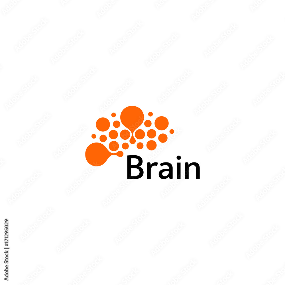 Poster brain logo silhouette design vector template. think idea concept. brain storm power thinking logotyp