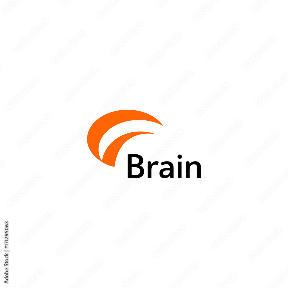 Poster brain logo silhouette design vector template. think idea concept. brain storm power thinking logotyp