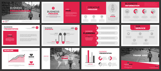 Business presentation slides templates from infographic elements. Can be used for presentation, flyer and leaflet, brochure, corporate report, marketing, advertising, annual report, banner, booklet. - obrazy, fototapety, plakaty