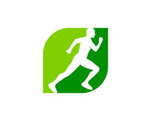 Green Run Icon Logo Design Element