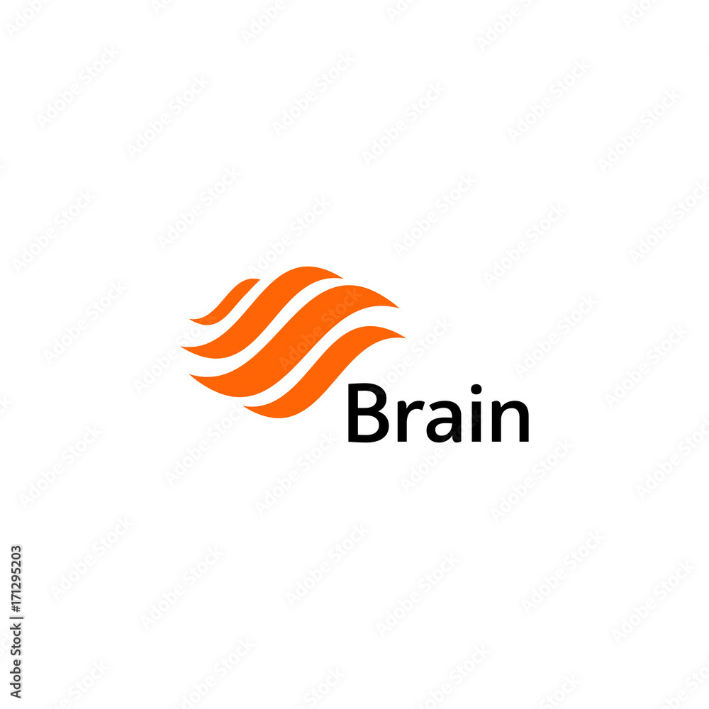 Poster Brain Logo silhouette design vector template. Think Idea concept. Brain storm power thinking logotype icon. Isolated abstract unusual creative digital brainstorming idea symbol.